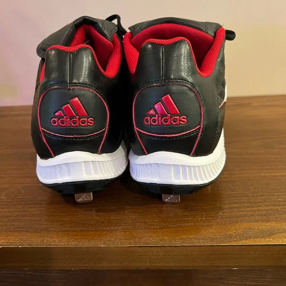 Mens adidas spinner 8 Red/Black Low Baseball Metal Cleats size 14  BRAND NEW
